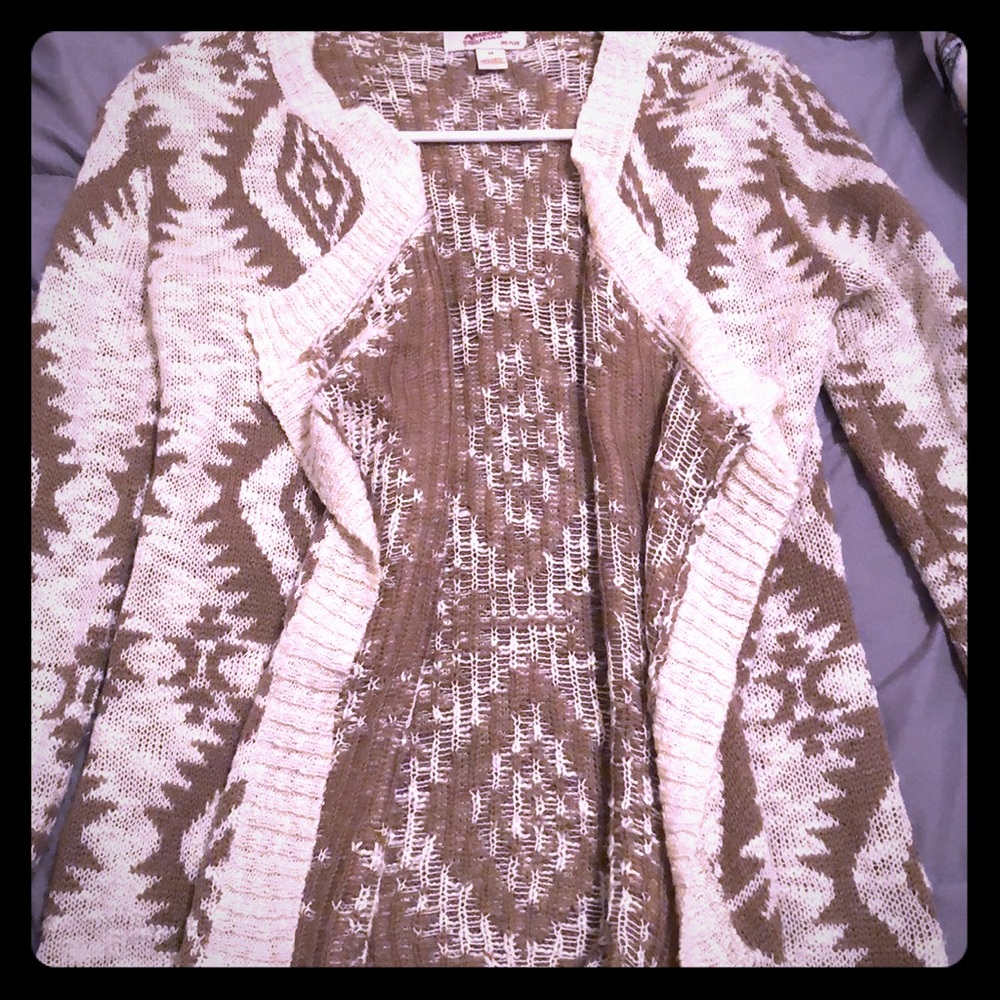 Brown and cream open cardigan